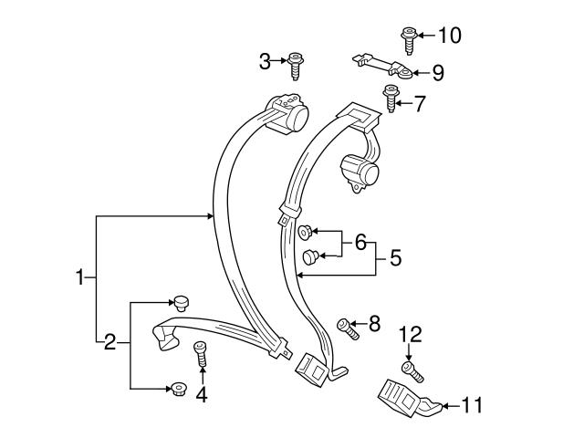 Genuine VW/Audi 561857805RAA Seat Belt Lap and Shoulder Belt Bolt; Left ...