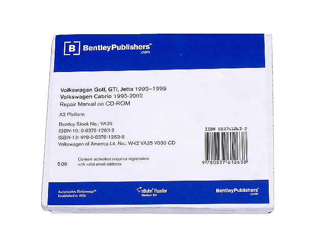 Volkswagen Cabriolet Scirocco Bentley Repair Manual VW8000110
